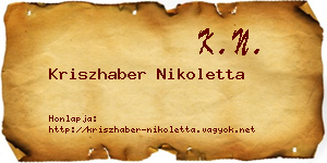 Kriszhaber Nikoletta névjegykártya